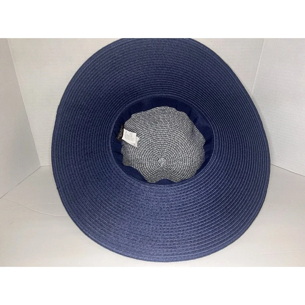 L’Atelier Du Sac Made in Italy Blue White Paper Straw Wide Brim Sun Hat